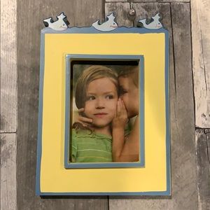 Adorable hand painted, wooden, happy whale frame.